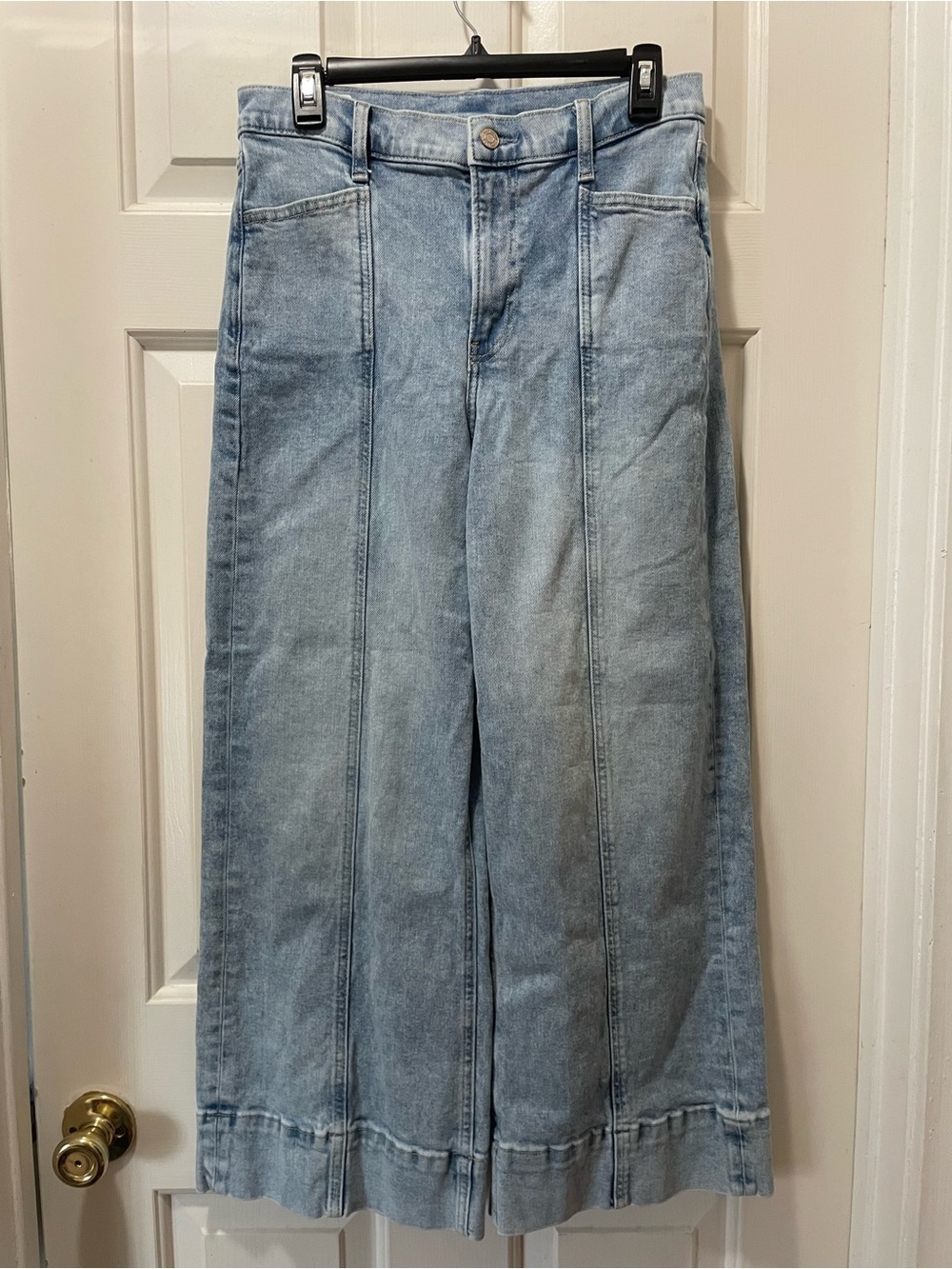 GAP High Rise Stride Ankle Light Blue Wide-Leg Panel Jeans size 8